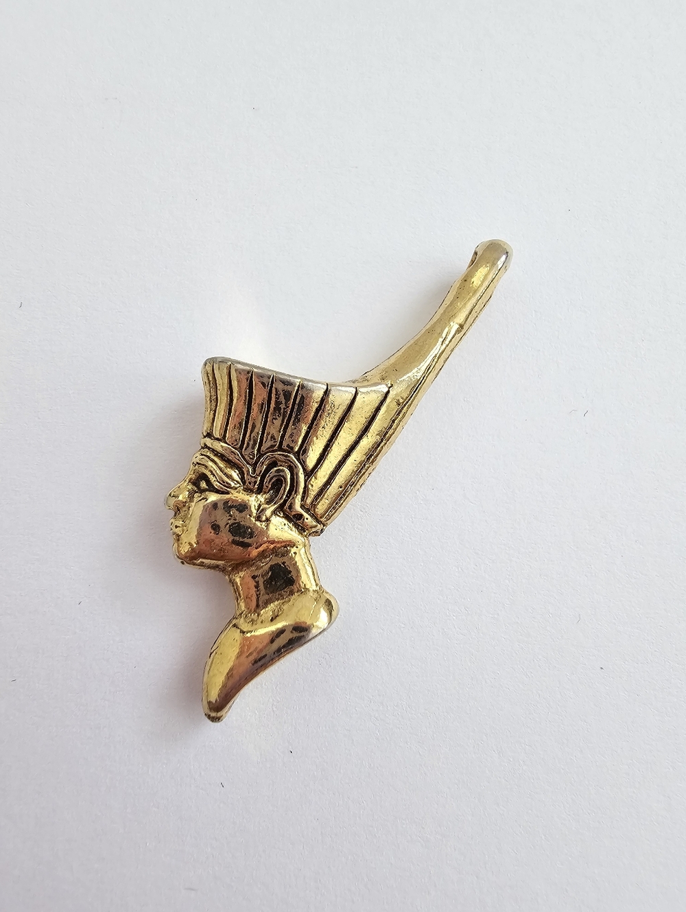 Vintage Egyptian Revival Nefertiti Bust Pendant - Gold Tone 3D Figural Charm
